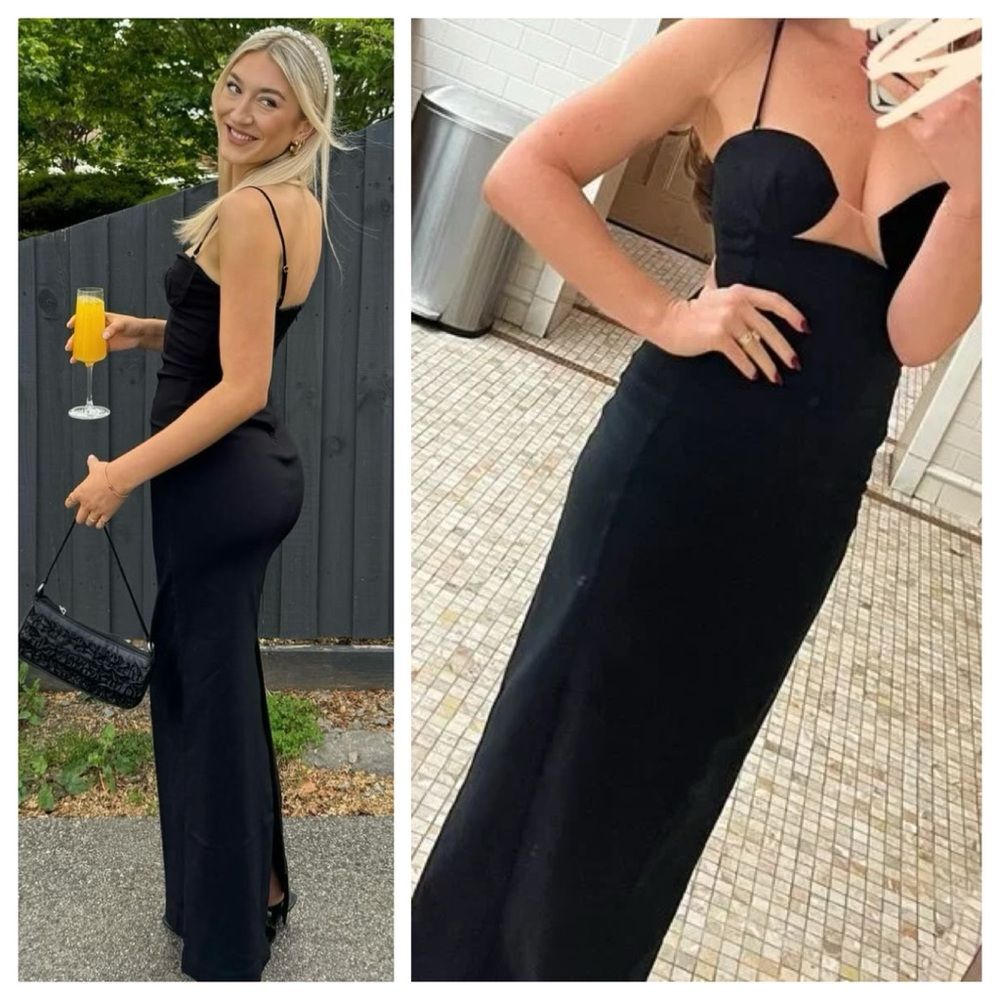 NWT NBD Maxi Dress Jaxie Gown Black Bustier Wedding Guest size L - Picture 2 of 9